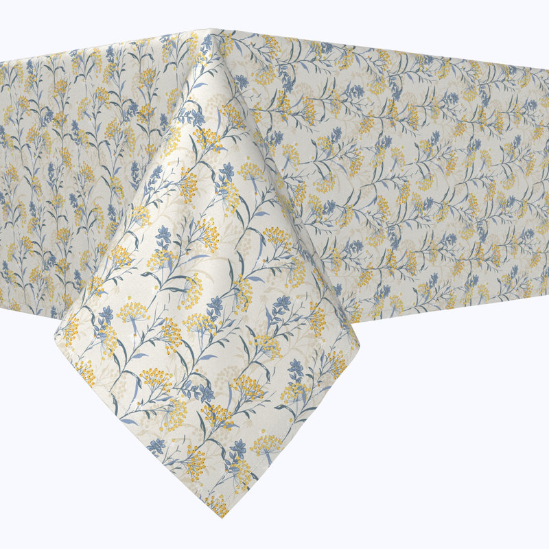 Table Runner, 100% Cotton, 16X108", Yellow Berries With Flowers, 52" x 52"