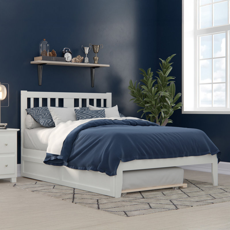 Zosia Solid Wood Slat Bed, White, Full
