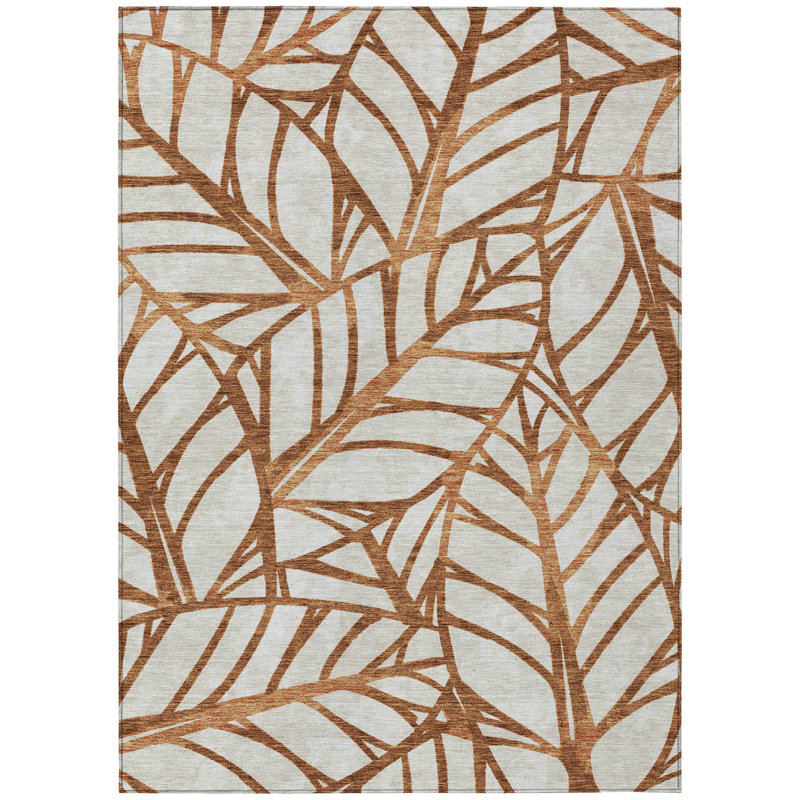 Neysa Washable Floral Indoor / Outdoor Rug, Rectangle 8' x 10'