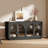 Arden 60" Curved Arch Sideboard Cabinet with 4 Tempered Glass Doors and Adjustable Shelves-59209483-59209484