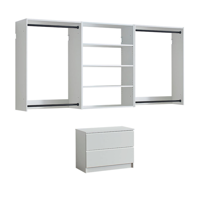 Devi White Wall Mounted Wood Closet System, White