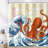 Funny Ocean Octopus Shower Curtian for Bathroom Waterproof Fabric Bath Curtain Sets with Hooks 72''×72''
