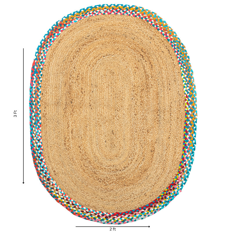 Tapis ovale en jute naturel 2X3, 2 pi x 3 pi