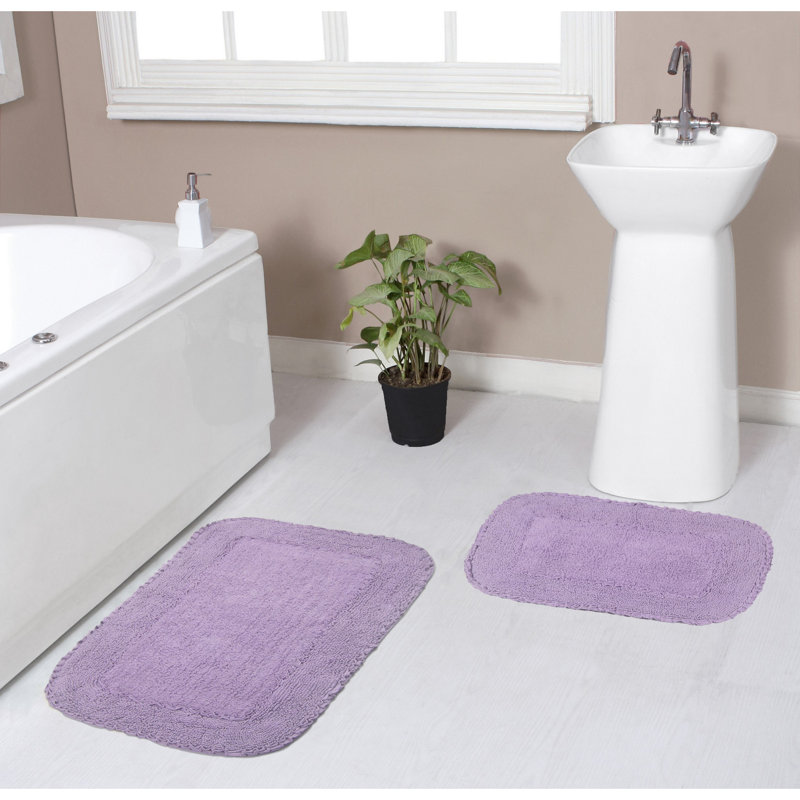 Aceyon Plush Cotton Bath Rugs (Set of 2), Purple