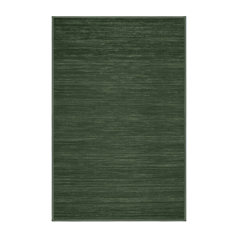 Machine Washable Solid Green Area Rug, Runner 2' x 4'