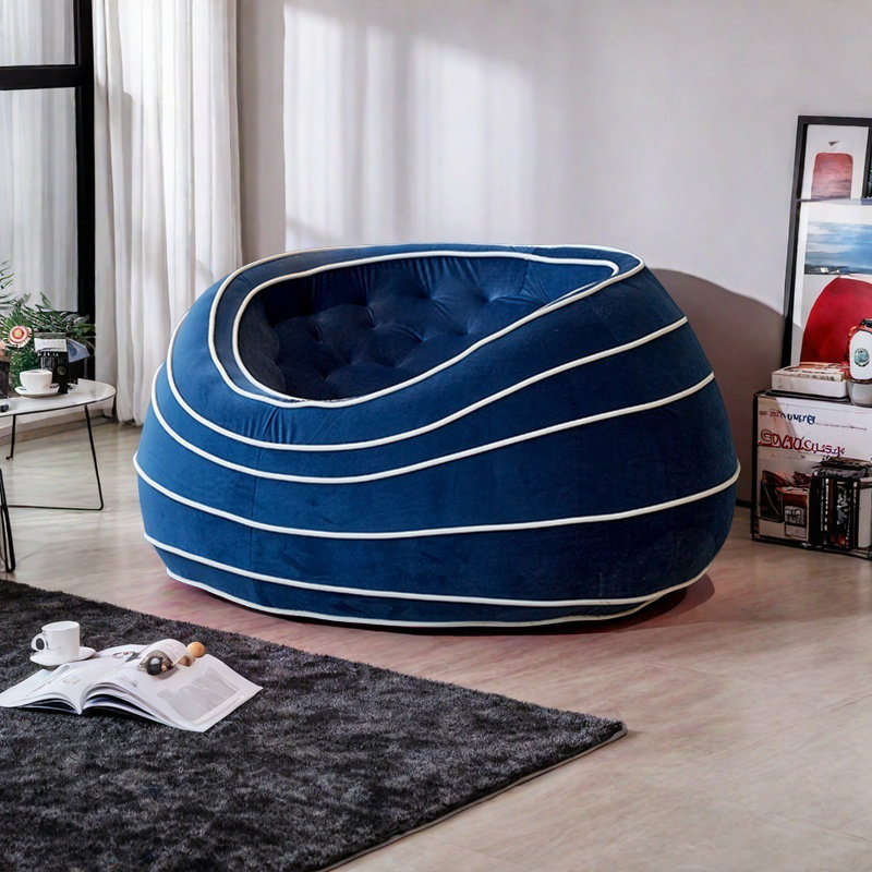 Simple Bean Bag Chair, Blue Velvet