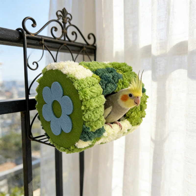 Hamac chaud pour petits oiseaux 5,9 x 5,9 x 5,9 po Parrot Cotton Nest, vert, Vert