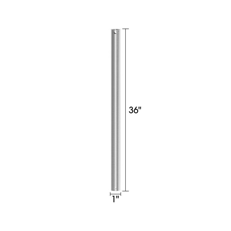 Tige de ventilateur de plafond non filetée, H 48 po x l 1 po x P 1 po, Argent argent