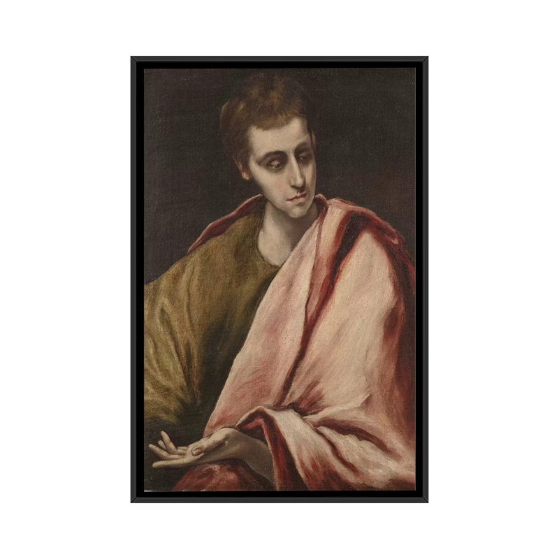 «St. "John" par El Greco, reproduction d'art sur toile tendue, H 60 po x l 40po x P 1,5 po, Toile avec cadre noir