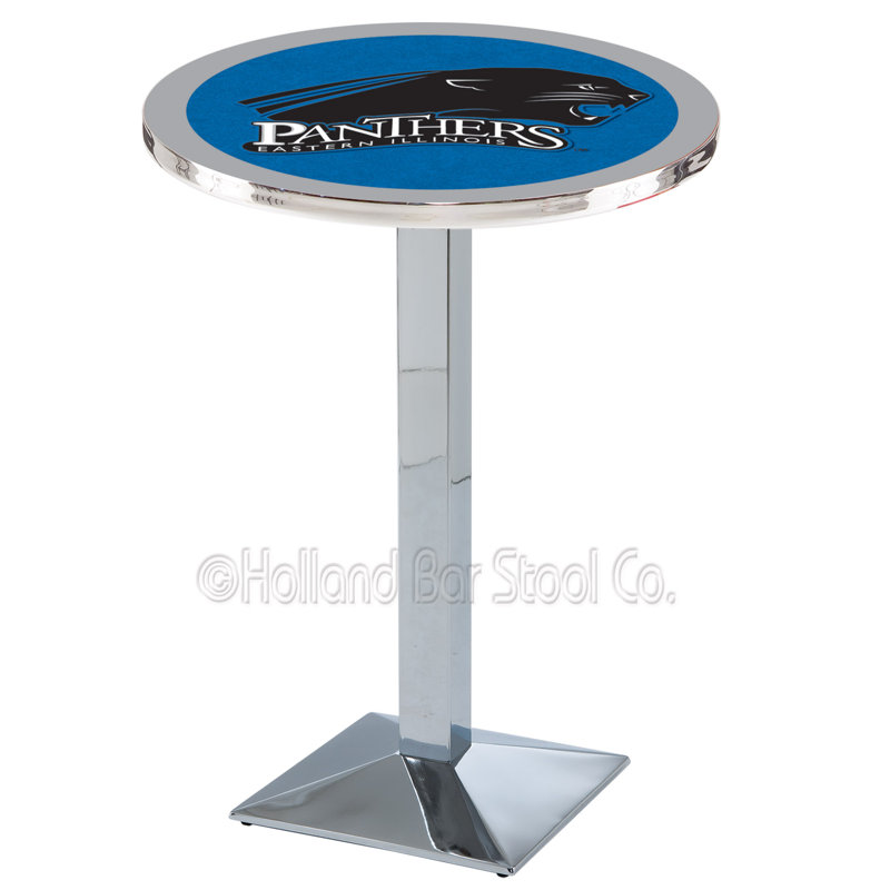 Round Metal Base Dining Table, Chrome, Eastern Illinois University