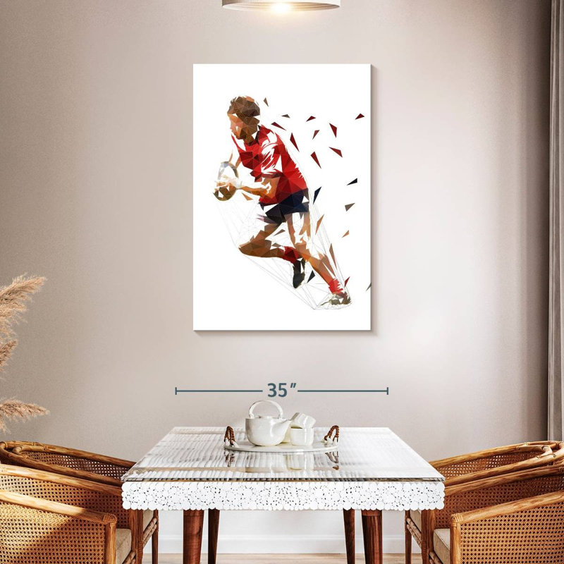 Geometric Rugby Player, 45" H x 30" W