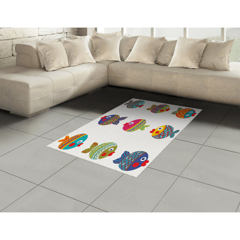 Ethnic High Density Long Fiber Poly Threads Decorative Area Rug Carpet, Rectangle 4' x 5'8"