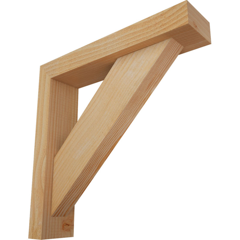 Traditional Block Bracket w/ Offset Brace, 18 x 18, 4"W Douglas Fir (Rough Sawn)
