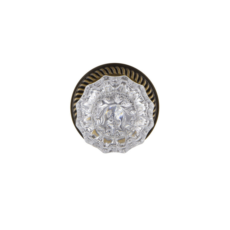 Rosace double avec bouton de porte en cristal Grandeur Newport Rosette, Laiton rétro