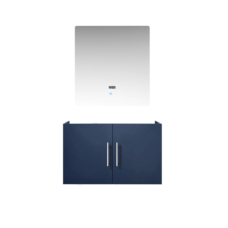 Bleu marine 30 po Meuble-lavabo pour salle de bain avec miroir à DEL - Unité de rangement abondante, Marine
