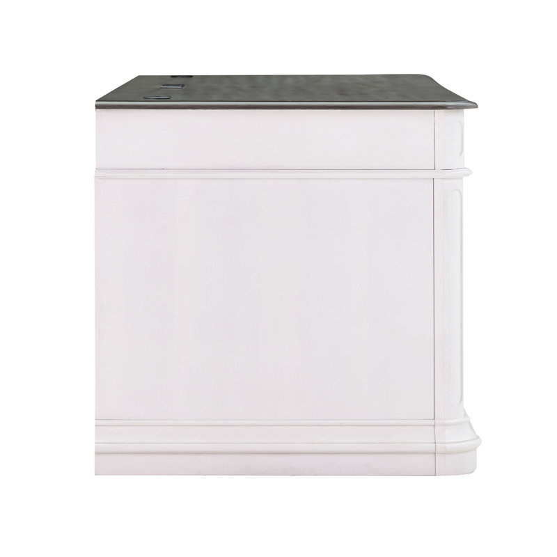 Bureau de direction Dagostino avec prises intégrées, Gris / blanc