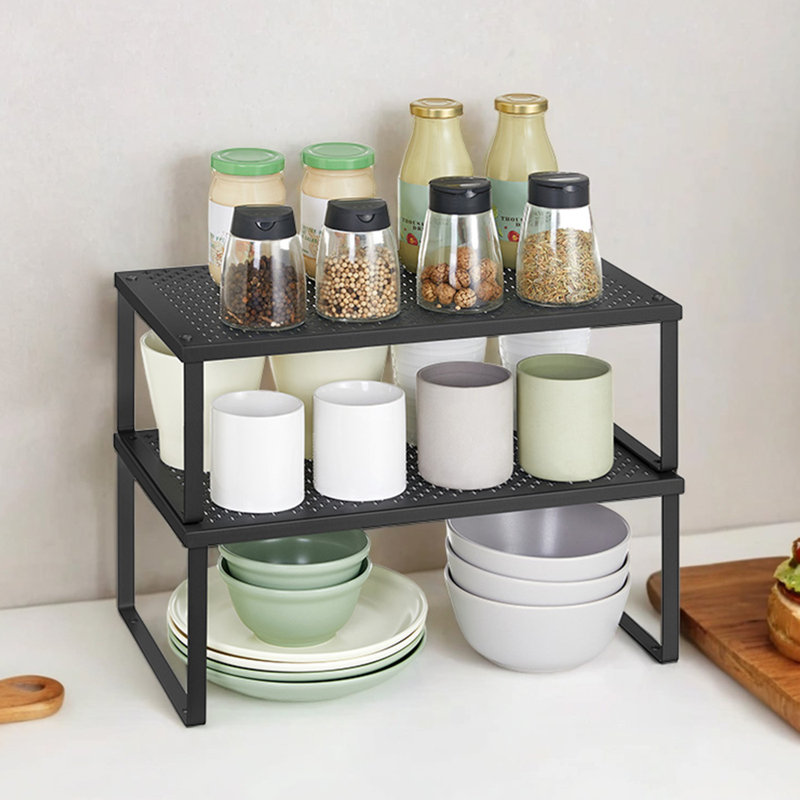 Ensemble de 2 tablettes de rangement empilables, black