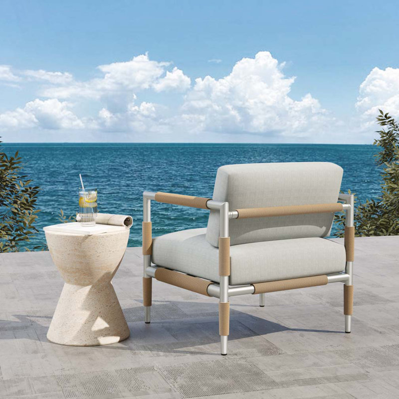 Fauteuil d'extérieur en aluminium avec coussins épais