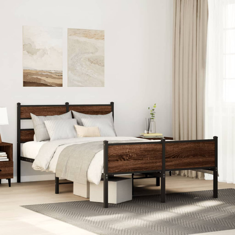 Annetto Bed Frame, 75 x 190 cm, Brown Oak