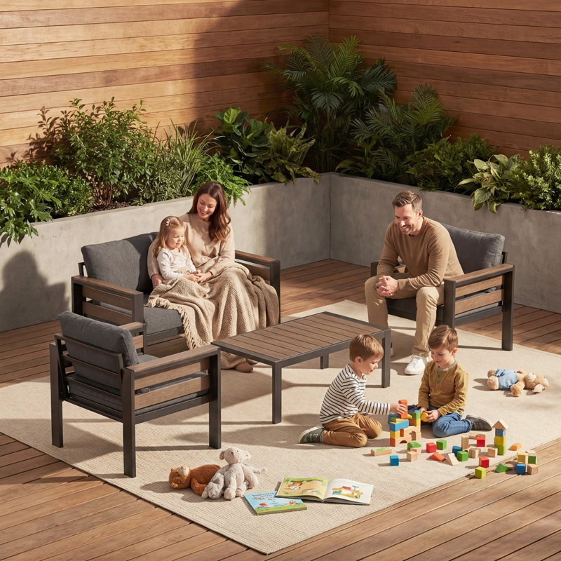 Outdoor Patio Conversation Set with Cushions, Modular Sofa Set, Assorted Configuration, 4-Piece / 5-Piece / 7-Piece Options