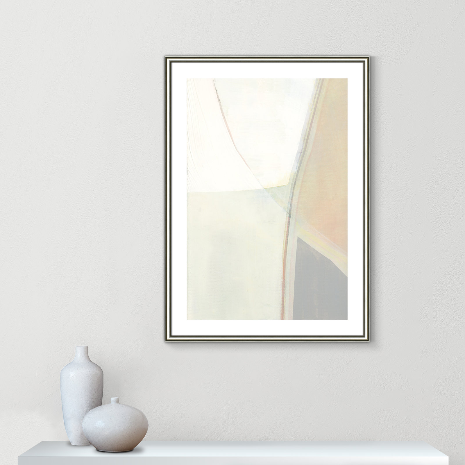 In Neutral II - Painting Print, Silver Framed Paper, 35.5" H x 25.5" W x 0.88" D