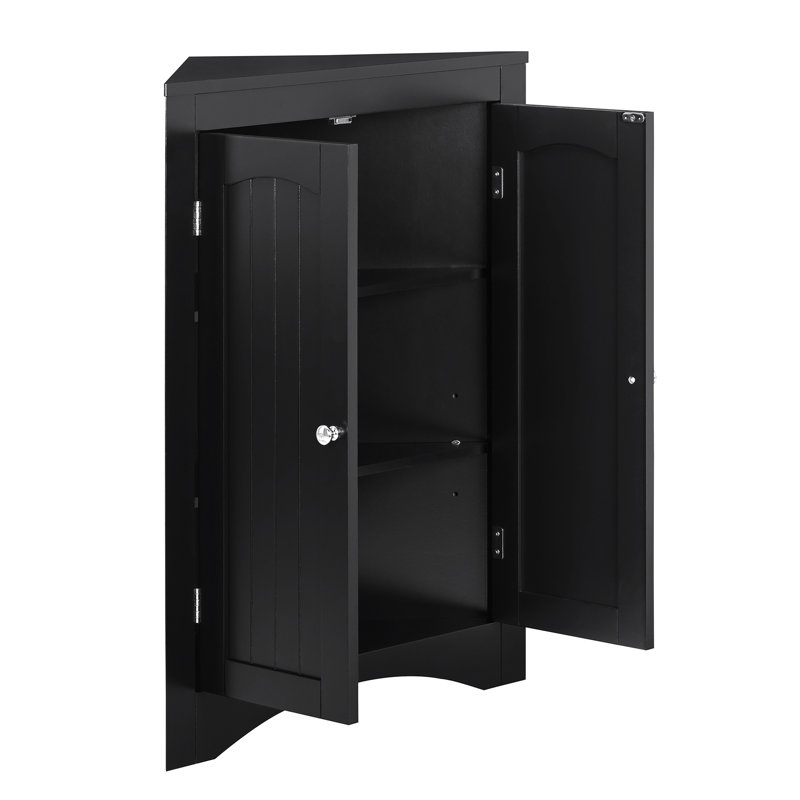 Black Storage Cabinet With - Drop Hardware For Bathroom And Living Room Corners, 24" Deep Kitchen, Room,, Black