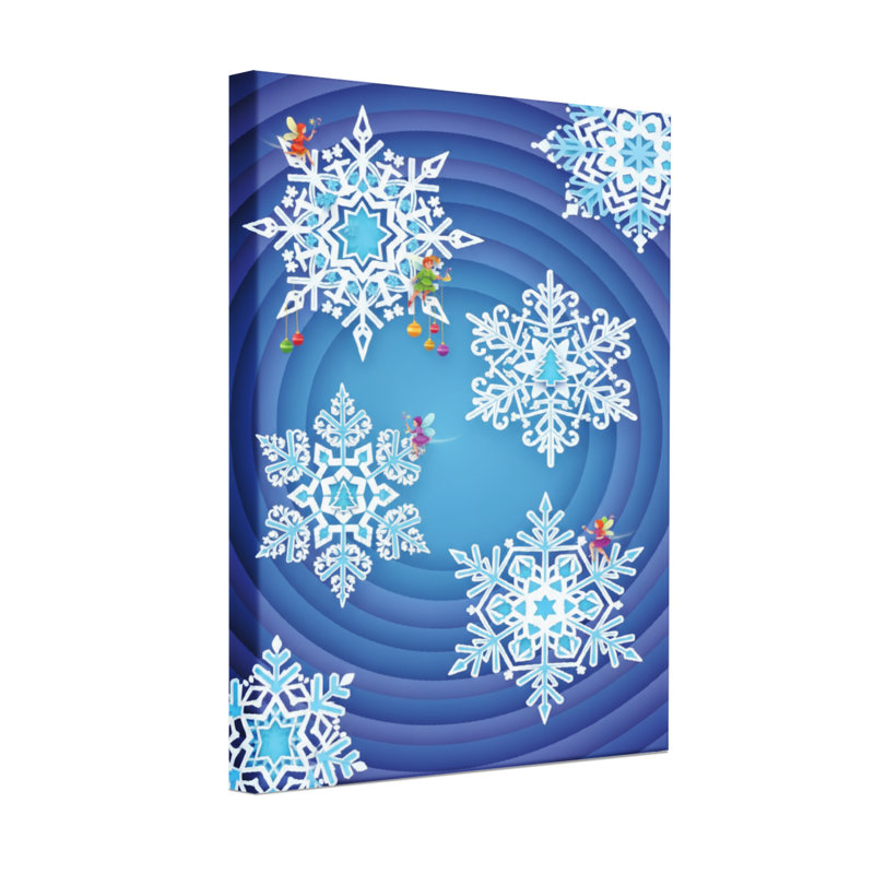 Motif de flocons de neige de Noël avec fond bleu et détails colorés, H 18 po x l 12 po