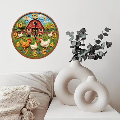 horloge de ferme avec poulets