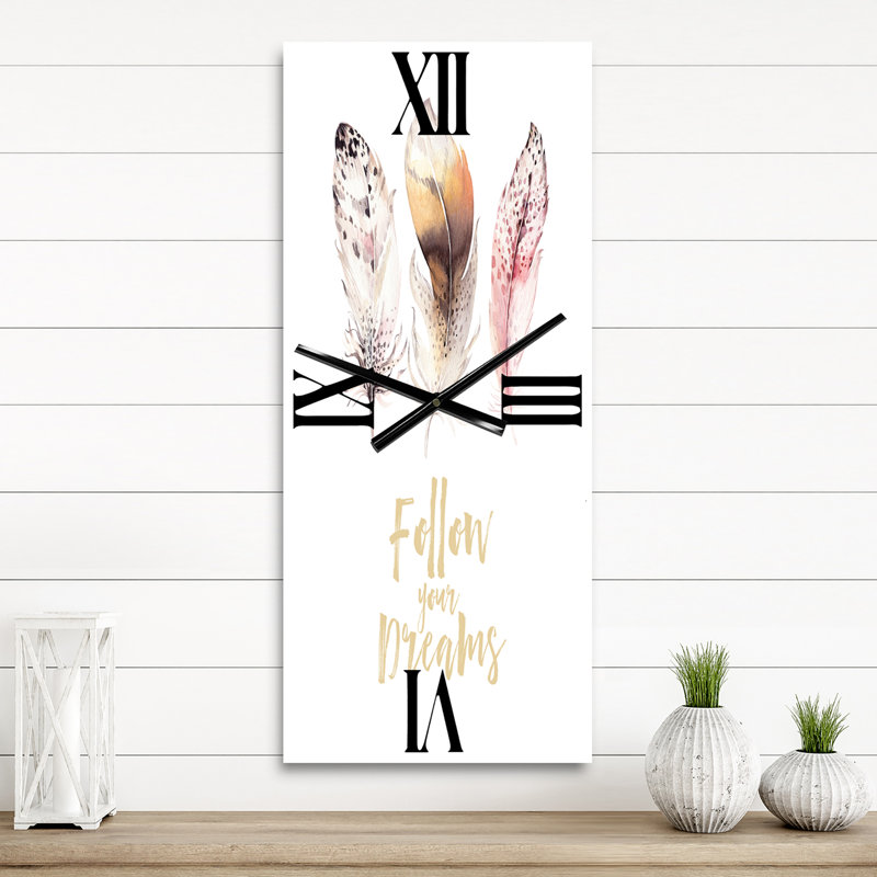 Horloge murale Feathers Follow Your Dreams, Petit
