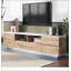 Console multimédia avec rangement multifonctionnel, centre de divertissement avec dispositif de rebond de porte