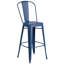 Commercial Grade Distressed Metal Indoor-Outdoor Counter Height Stool with Back-331454665-331454706