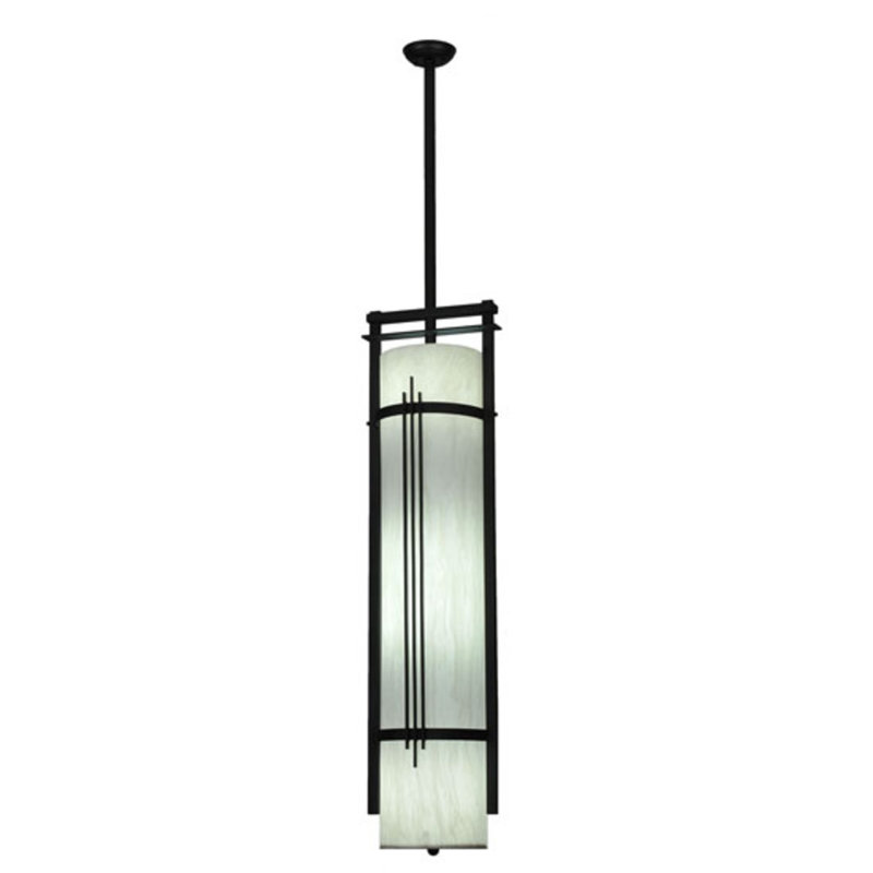 Luminaire suspendu cylindrique texturé noir à 4 lumières Cresie