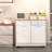 10-Gallon Double Tilt Trash Cabinet With 2 Drawers, Trash Cabinet With Storage On Wheels-105851170