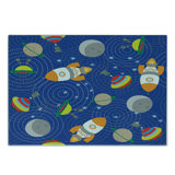 Ambesonne Cartoon Tempered Glass Cutting Board Outer Space Moon UFO Multicolor