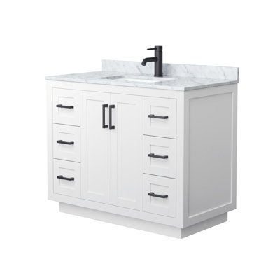 Meuble-lavabo simple autoportant 42 po avec plateau en marbre Miranda