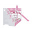 Lit superposé simple au-dessus d'un lit simple avec 2 tiroirs, 3 tablettes et glissière - rose