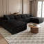 Canapé modulaire en U de 135 po en tissu velours côtelé modulaire avec méridienne et repose-pieds orientés vers la droite, coussins en mousse de plumes double couche, aucun assemblage requis, pour un grand espace de vie-605219081-605219085