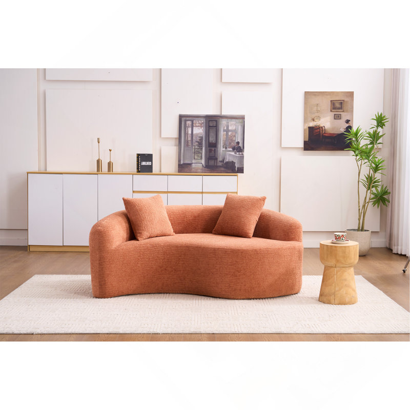 Canapé modulaire courbé en S: double profondeur, Corail