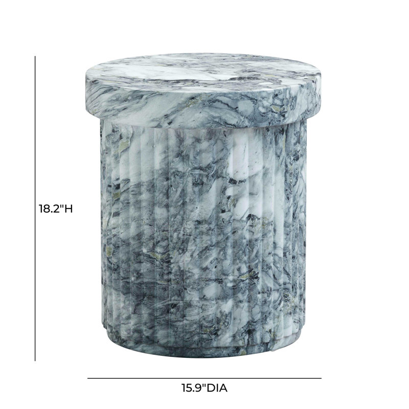 Serafina 16" Marble Pattern Concrete Side Table