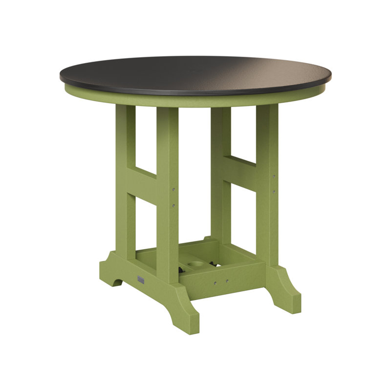 Table de bar ronde berlinoise 38 po Berlin, H 39,5 po x l 38 po x P 38 po, Vert kiwi, Noir martelé
