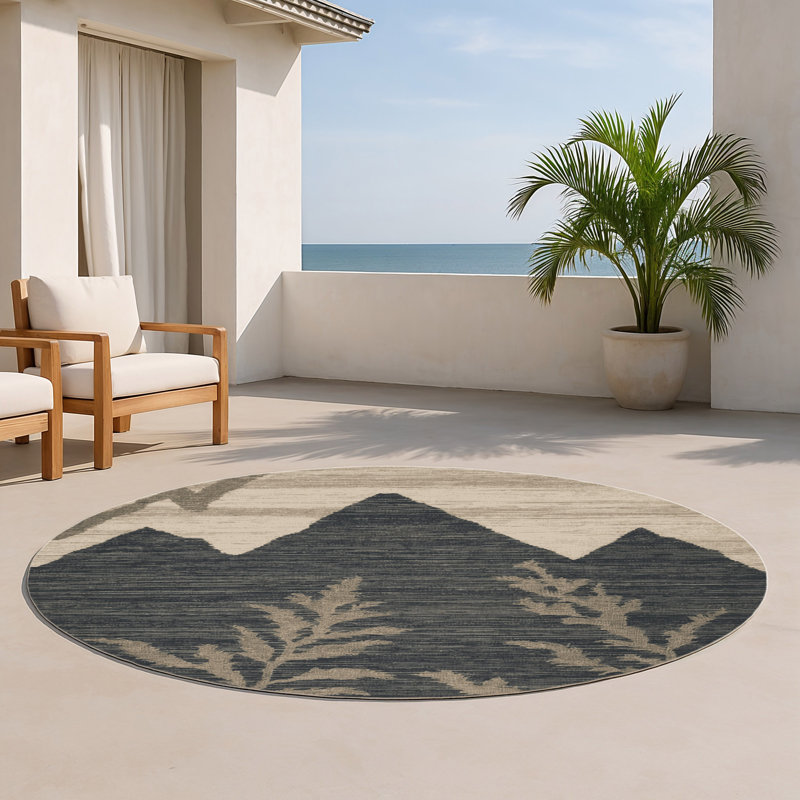 Tapis intérieur et extérieur gris Nature, Rond 5 pi