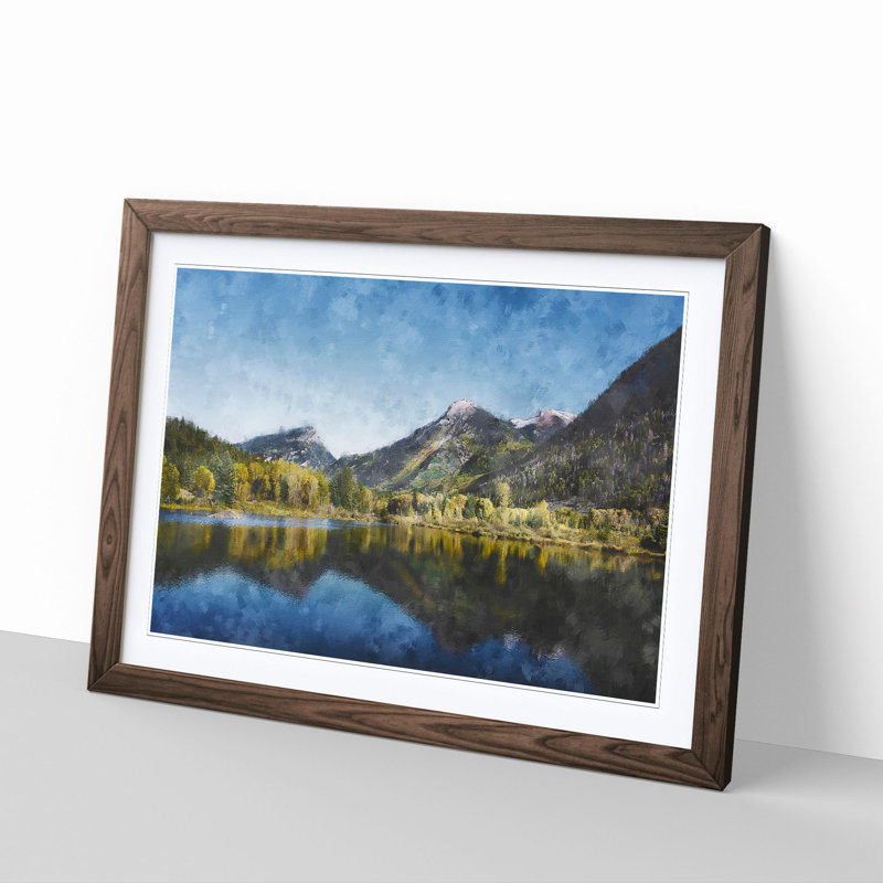 Alpine Lake In Colorado - Picture Frame Painting Print, 24cm H x 33cm W x 2cm D, Walnut