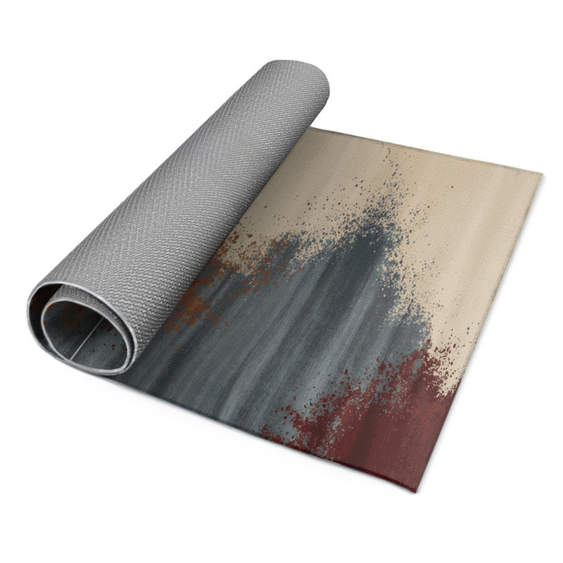 Watercolor Gray Indoor and Outdoor Area Rug, Rectangle 3' x 5'
