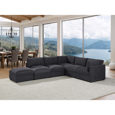 Canapé modulaire réversible en velours côtelé