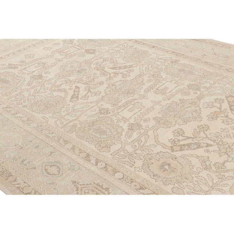 Rug & Kilim’S Oushak Style Rug In Cream, White, Beige Geometric Floral Patterns