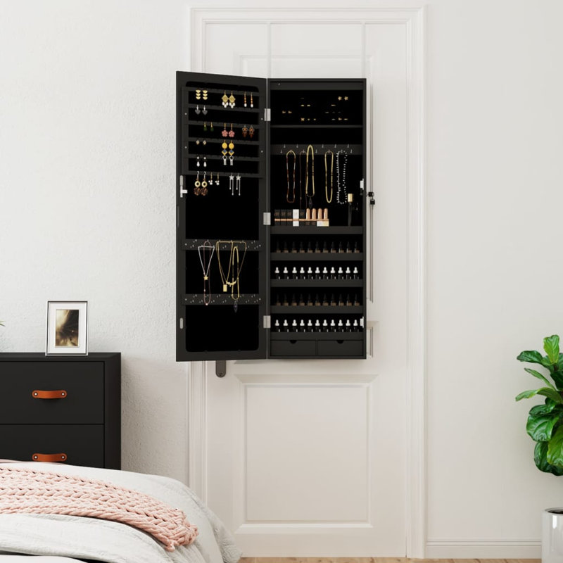 Mylesha Jewellery Cabinet Jewelry Armoire, 106cm H x 37.5cm W, Black