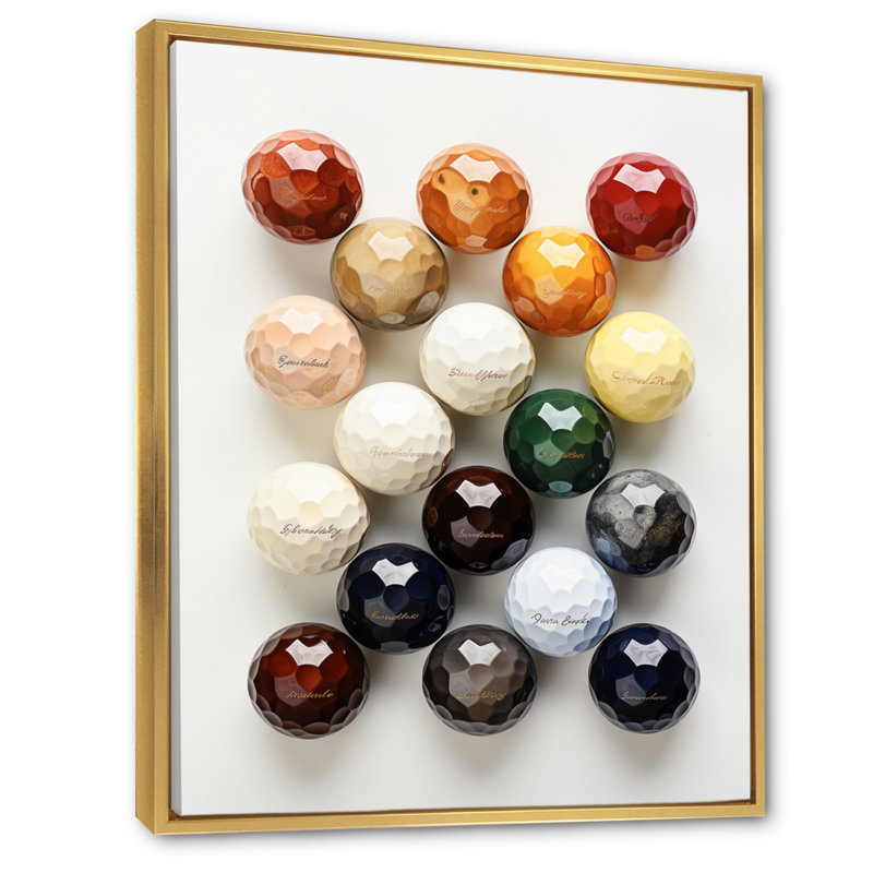 Jaevin Minimalisme Golf Tees III sur toile, Cadre flottant doré, H 32 po x l 16 po x P 1 po