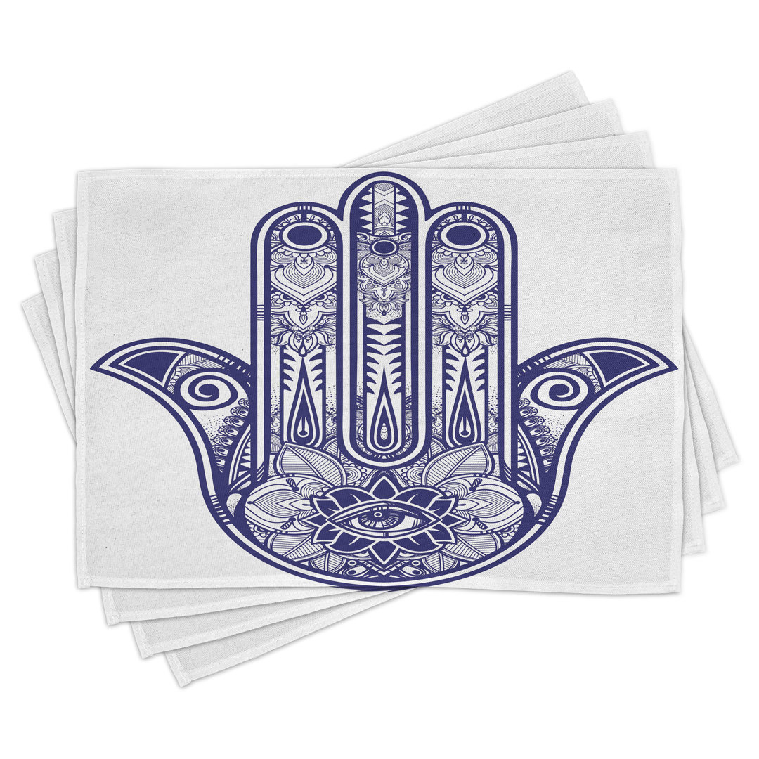 Platzmatten, Antik-Form, Hamsa, Navy blau