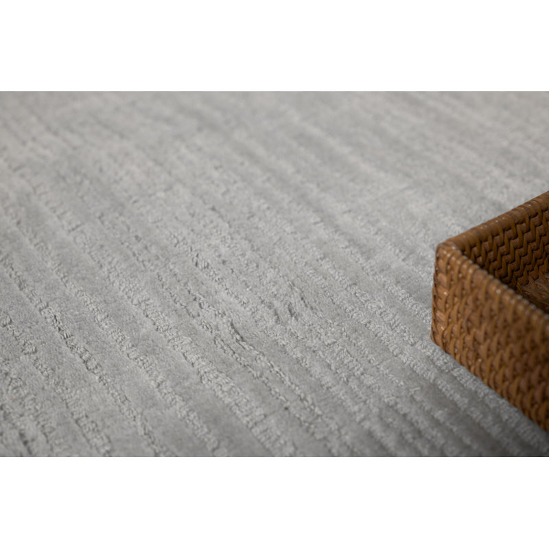 Cavallo Modern handloomed Nylon/Wool Silver Area Rug, Rectangle 6' x 9', Silver