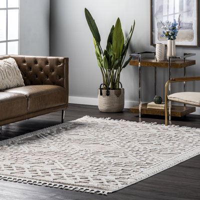 Tapis beige à motif abstrait Rella